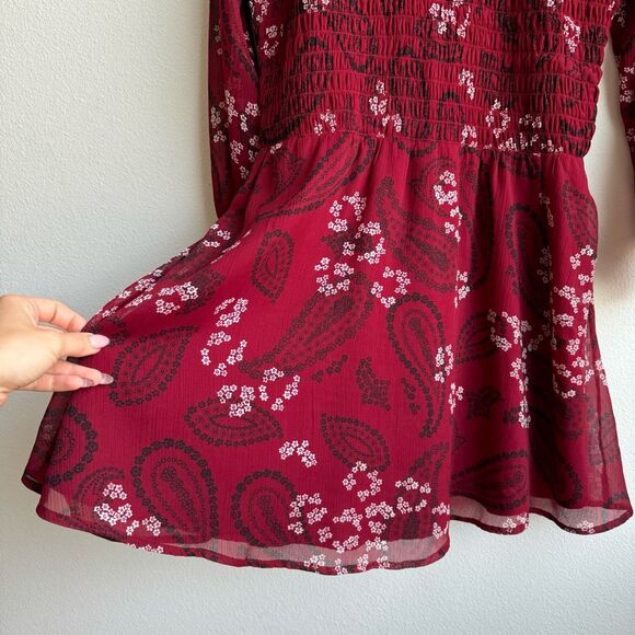 Abercrombie & Fitch Red Tier Peter Pan Collar Floral Flare Mini Dress Size Small - Picture 2 of 7